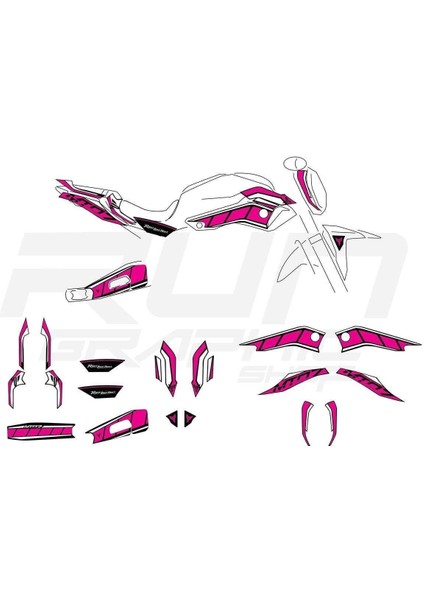 Yamaha mt 07 Uyumlu Pembe Sticker Set fiyatları
