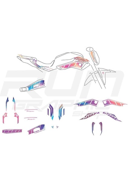 Yamaha mt 07 Uyumlu Hologram Sticker Set fiyatları