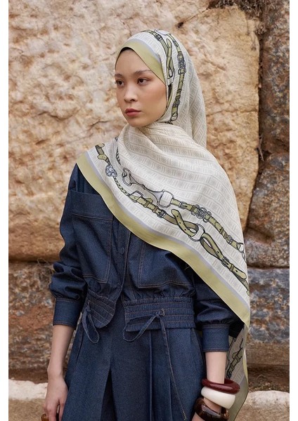 Yeşil Ed Scarf Sunrise Kemer Desen Şal