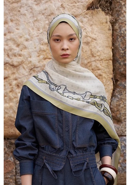 Yeşil Ed Scarf Sunrise Kemer Desen Şal modelleri