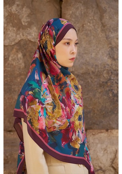 Mürdüm Ed Scarf Sunrise Çiçek Desen Şal fiyatları