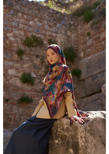 Mürdüm Ed Scarf Sunrise Çiçek Desen Şal modelleri