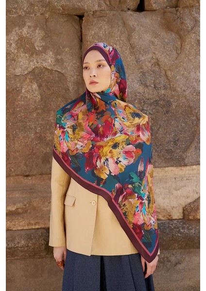 Mürdüm Ed Scarf Sunrise Çiçek Desen Şal fırsatları