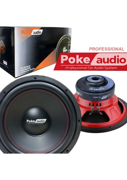 Kabinli Pro Oto Bass 30CM Subwoofer 1500W Rms 300W Poke PK-SW3012K fiyatları