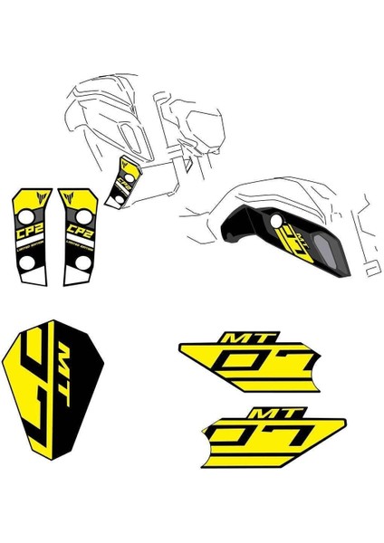 Yamaha Mt-07 2018-2019 Sarı Sticker Set