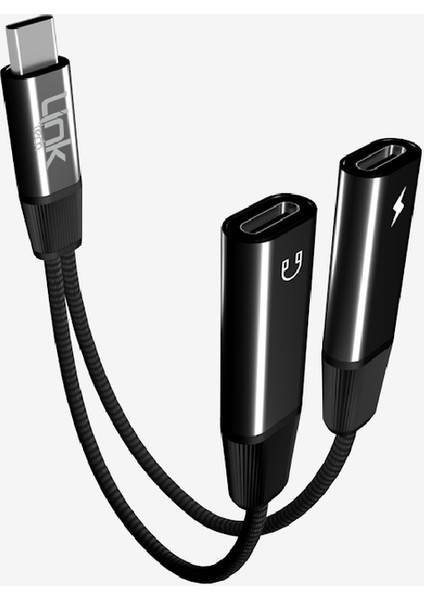 A203 Type-C To Type-C Kulaklık ve Şarj Çoğaltıcı Kablolu Adaptör