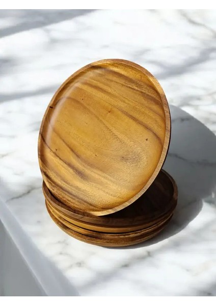 Akasya Servis Tabağı & Ahşap Tepsi & Ahşap Supla (25CM)
