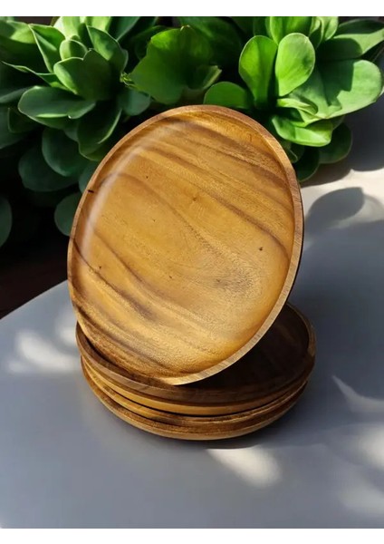 Akasya Servis Tabağı & Ahşap Tepsi & Ahşap Supla (25CM)