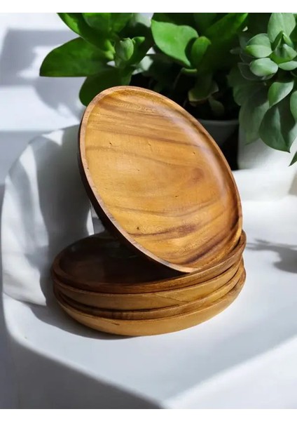 Akasya Servis Tabağı & Ahşap Tepsi & Ahşap Supla (25CM)