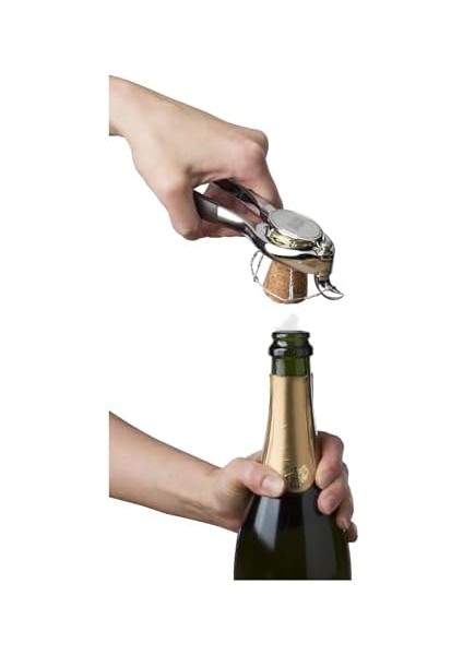 Vin Şampanya Şişe Açacağı, Gümüş, Kahverengi, 3,5 x 5 x 15,5 cm fiyatları