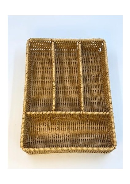 Hasır Örgülü 5 Gözlü Kaşıklık - Çekmece Içi Kaşık, Çatal, Bıçak Düzenleyici Organizer, Doğal Hasır El Yapımı Mutfak Gereçleri Saklama Ünitesi, Estetik ve Fonksiyonel Tasarım (Plastik Örgü) fiyatları