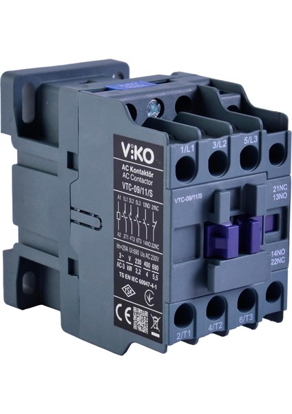 Kontaktör 4kw Ac3 9A 3p+1no+1nc Coil 230VAC