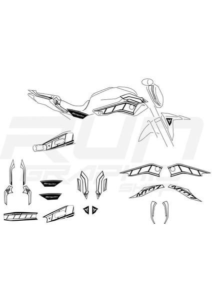Yamaha mt 07 Beyaz Sticker Set fiyatları