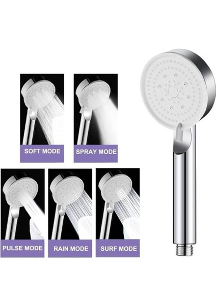 Home Turbo Duş Başlığı,5 Fonksiyonlu Ayarlanabilir Su Akımı,yüksek Basınçlı El Duşu, Handshower,masaj ve Spa Etkili (Krom) fiyatları