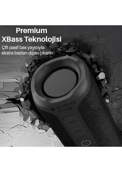 Stormbox 24W 20 Saat Oynatma Süresi Ipx7 Su Geçirmez Taşınabilir Tws Bluetooth Hoparlör Siyah