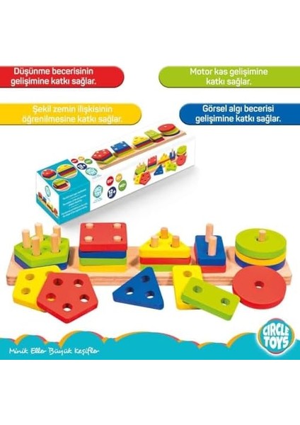 Toys Ahşap Geometrik Şekiller 5'li modelleri