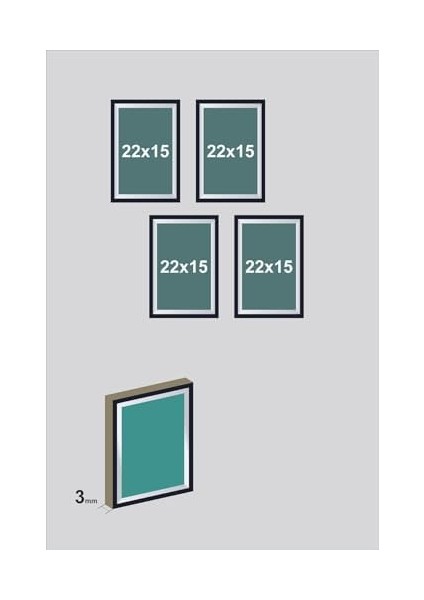 4 Parça Dekoratif Mdf Tablo Seti Çerçeve Görünümlü DEKOLİADKD009