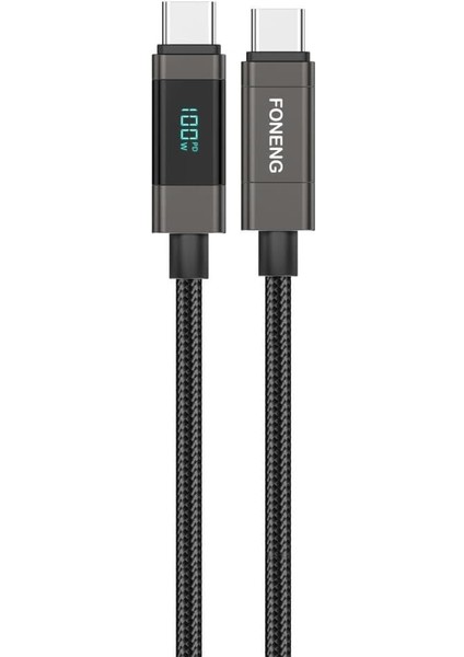 XS05 100W Dijital Ekranlı Type-C To Type-C Şarj ve Data Kablosu Ip Örgülü 1,2m