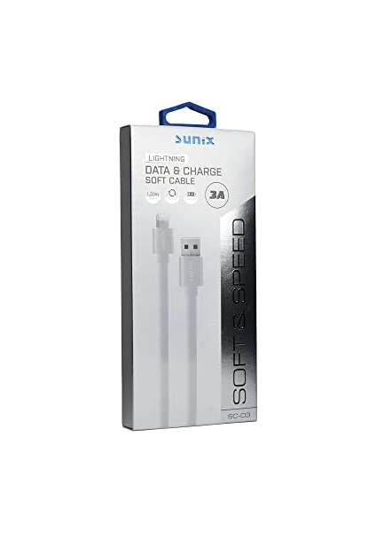 SC03 Soft Ios Lightning 3A Çıkışlı Data ve Hızlı Şarj Kablo Beyaz