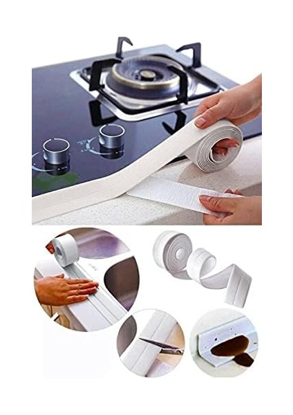 Concept Sızdırmazlık Lavabo Bandı Banyo Mutfak Lavabo Küvet Duş Teknesi Pencere Su Geçirmez Kenar Bandı 3.2 Metre
