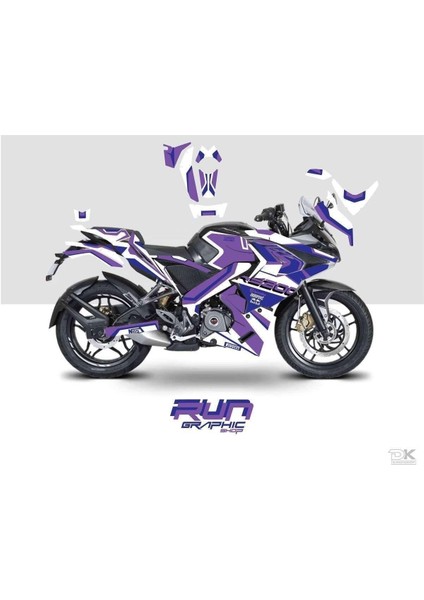 Bajaj Pulsar Rs 200 Mavi - Mor Sticker Set Kit