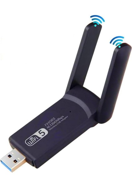Kablosuz Wifi Adaptörü Dual Band Çift Antenli AC1300 Mbps Wifi Alıcı Ağ Kartı Sinyal