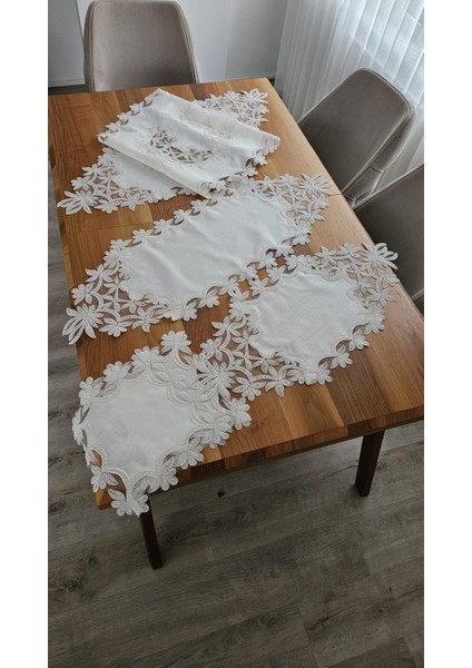 Keten Üzerine Ağar Güpürlü Lüx Salon Takımları