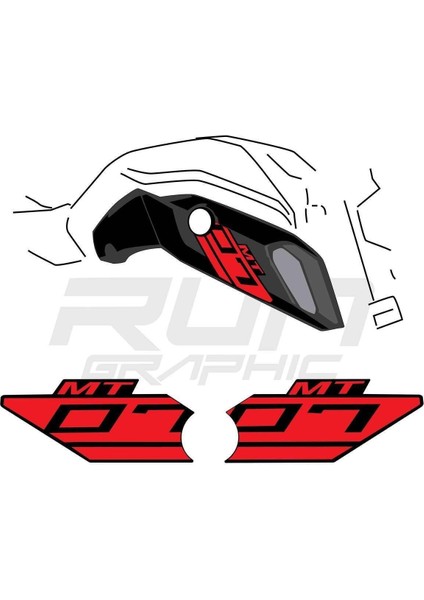 mt 07 2018-2019 Kırmızı Ram Air Sticker