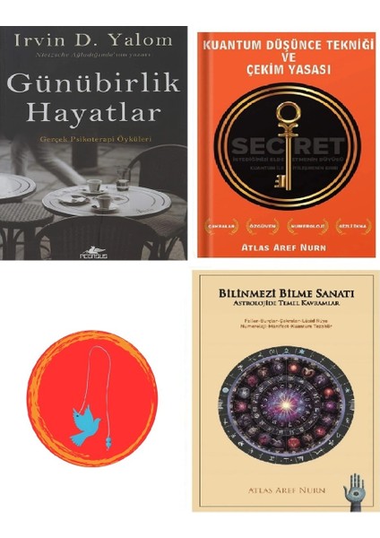 Günübirlik Hayatlar - Irvin D. Yalom + Kuantum Düşünce Tekniği ve Çekim Yasası + Bilinmezi Bilme Sanatı + Uçan Kuş Ayraç (Bu Set Yeni ve Eski Kitaplardan Oluşmaktadır)