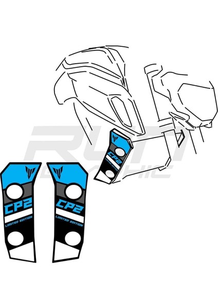 mt 07 2018-2019 Mavi Radyatör Sticker