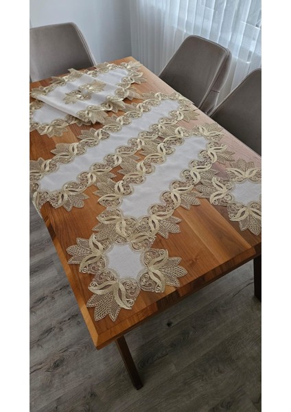 Keten Üzerine Ağar Güpürlü Lüx Salon Takımları modelleri