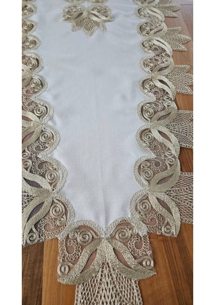 Keten Üzerine Ağar Güpürlü Lüx Salon Takımları