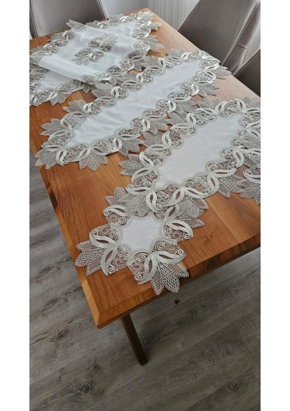 Keten Üzerine Ağar Güpürlü Lüx Salon Takımları