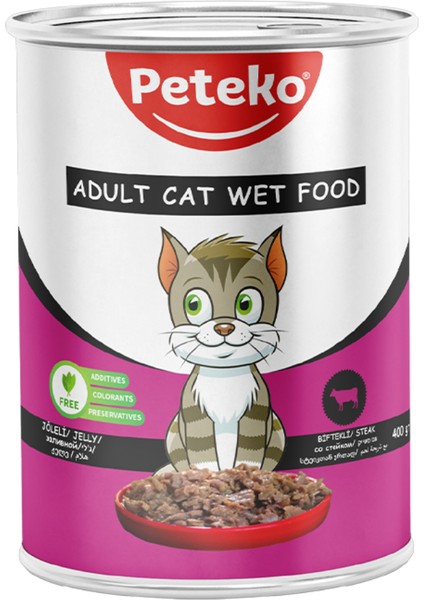 Chunk In Jelly Biftekli Yetişkin Kedi Maması Konserve 400G (1Adet)