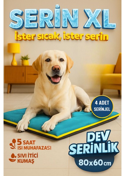 Serin (80X60CM) - 4 Mevsim Kedi/ Köpek Matı, Sıcak Veya Soğuk Kullanılabilen Minder Yatak