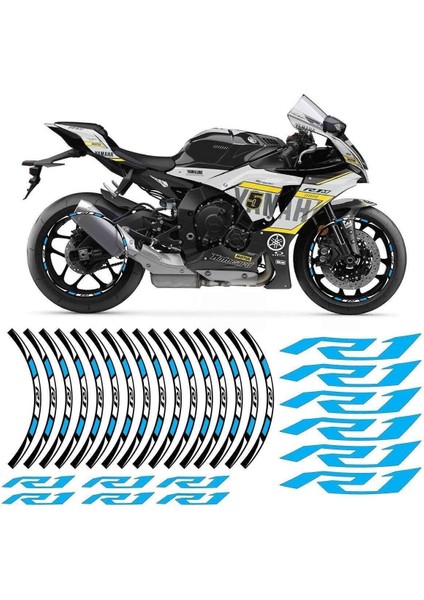Yamaha Yzf R1 Mavi Jant Şeridi Sticker