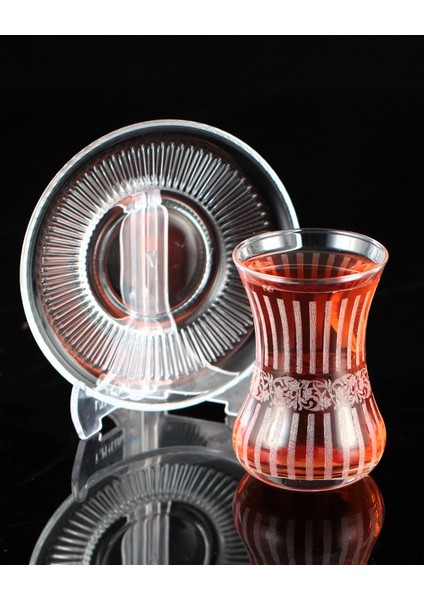 12 Parça 6 Kişilik Çay Takımı Gravür Desen 03