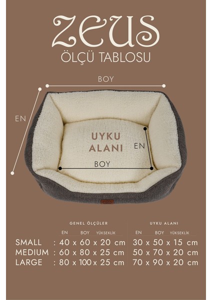 Zeus, Çift Taraflı Minderli, Kaydırmaz Tabanlı, Yıkanabilir, Yüksek Kaliteli Kedi ve Köpek Yatağı