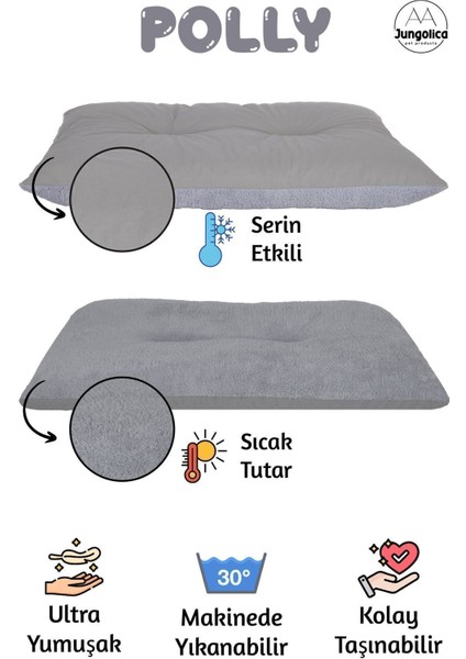 Polly, Çift Taraflı Kullanılabilen, Çok Amaçlı, Yıkanabilir Kedi ve Köpek Yatağı ve Yer Minderi