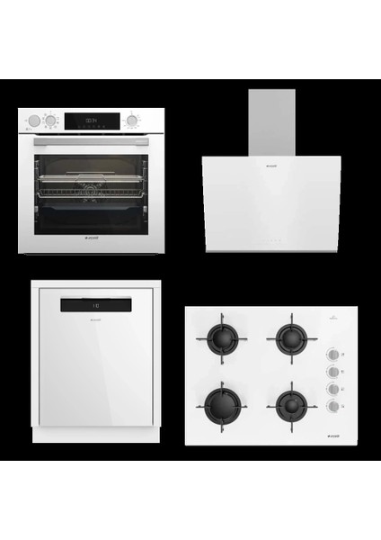 Beyaz Dörtlü Ankastre Cam Set