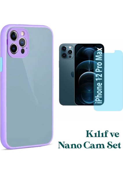 Apple iPhone 12 Pro Max Uyumlu Montreal Kılıf ve Nano Cam Ekran Koruyucu Set
