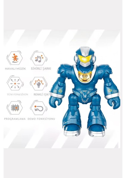 Uzaktan Kumandalı Full Fonksiyon Işıklı ve Sesli Dansçı Interaktif Pilli Robot 25 cm +3 Yaş