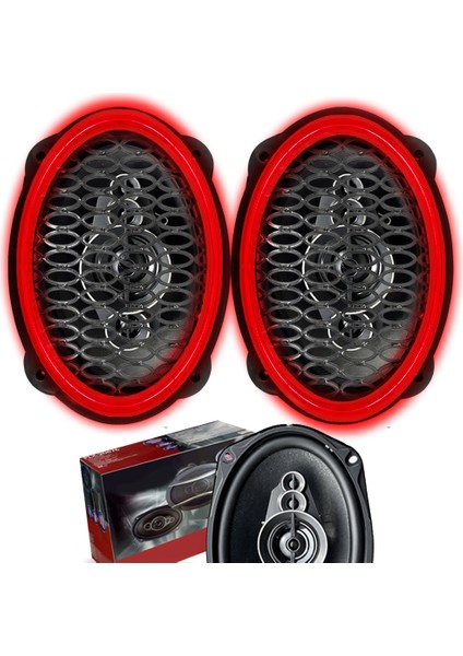 LED Kapaklı Oval Hoparlör 1000W Kapaklı 2 Adet PLX-4528