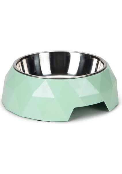 Kedi Mama Su Kabı, Paslanmaz Çelik, Su Yeşili, 14X4CM, 160ML