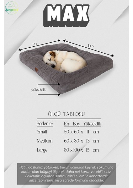 Max, Ultra Yumuşak, Kaydırmaz Tabanlı, Konforlu Kedi ve Köpek Yatağı, Yer Minderi