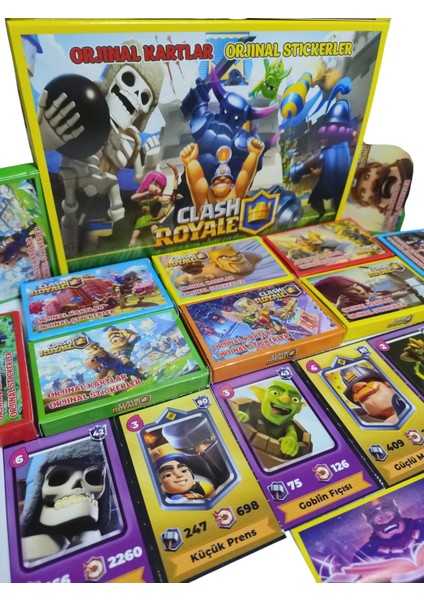 Clash Royale Oyun Kağıtları (5 Mini Kutu 30 Kart 5 Sticker) Sürpriz Oyuncak Hediyeli