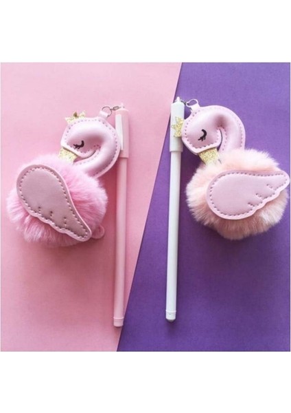 Flamingo Ponpon Deri Kanatlı Jel Tükenmez Tekli MD-040