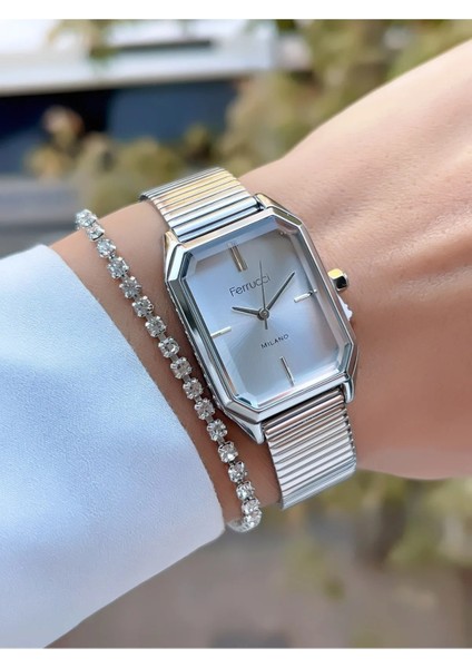 Dikdörtgen Kasa Hasır Çelik Kordon Kadın Kol Saati+Bileklik Hediye fiyatları