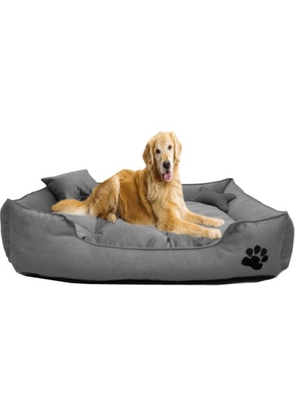 Ultrasoft Büyük Irk Köpek Yatağı Yıkanabilir Yüksek Kaliteli Kumaş Pati Işlemeli