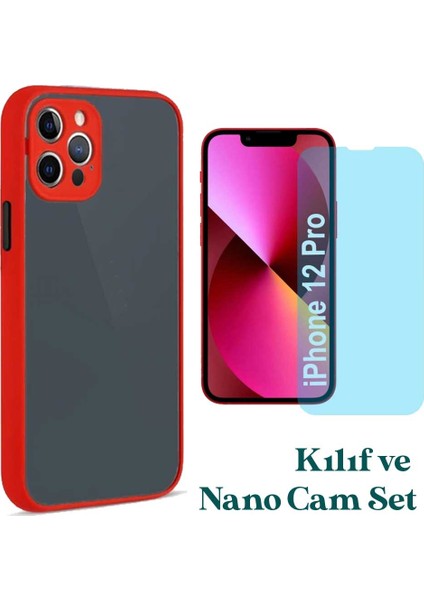 Apple iPhone 12 Pro Uyumlu Montreal Kılıf ve Nano Cam Ekran Koruyucu Set